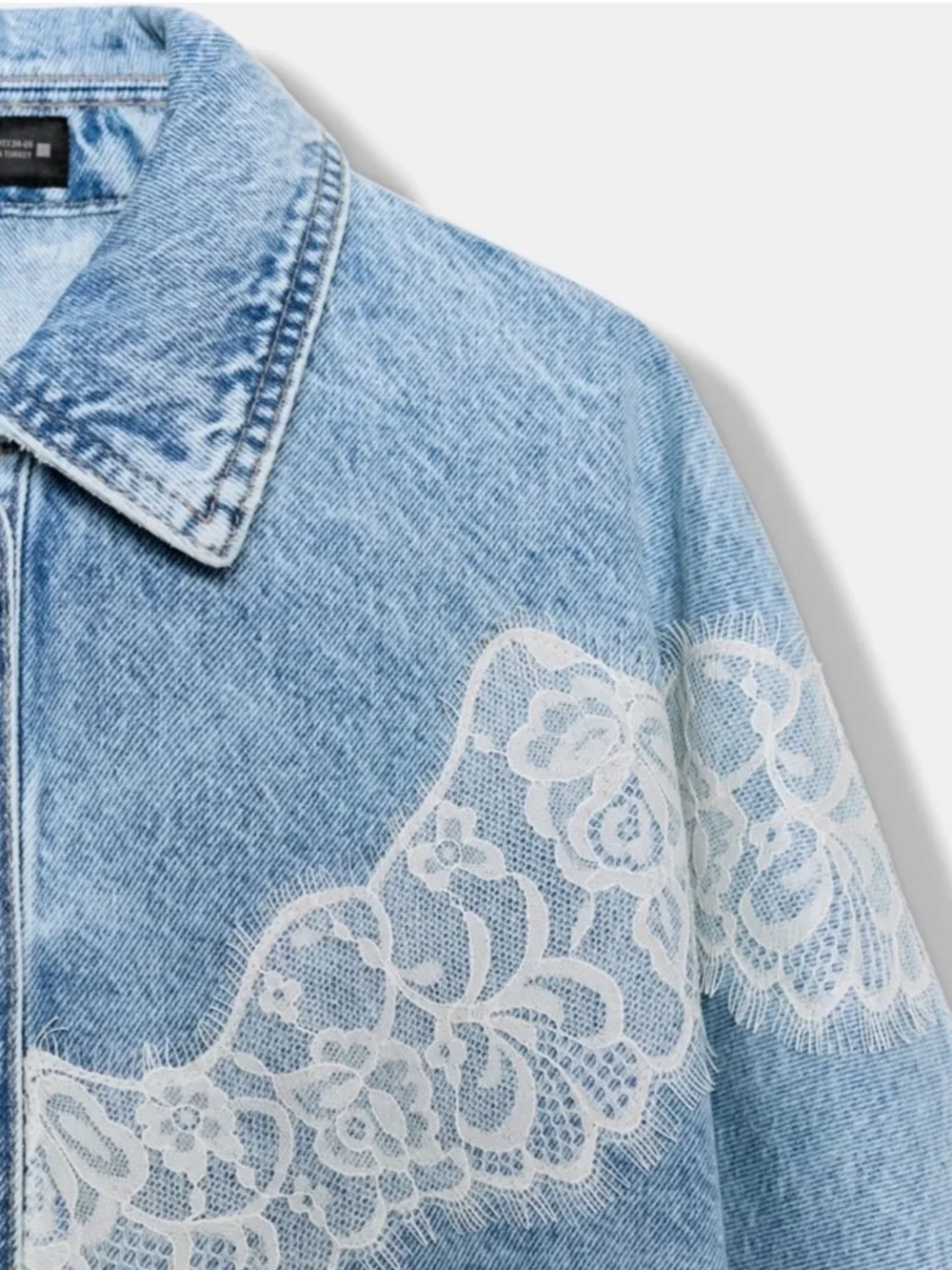 Zara Z1975 SHORT LACE DENIM JACKET SET - Picture 4 of 11